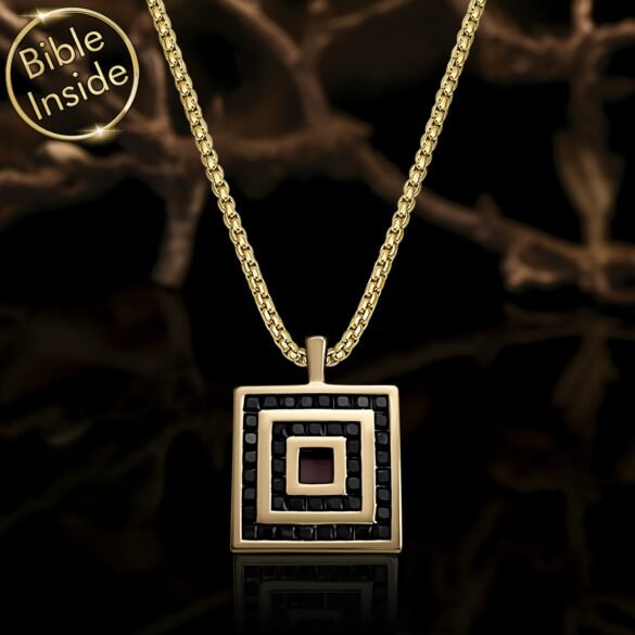 Nano Bible Jewelry Elegant Square Gold Pendant With New Testament Inside From My Nano Jewelry